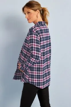 Next Blue/Pink Maternity/Nursing Boyfriend Check Shirt -Women's Shirts & Blouses Sales T80 009s3