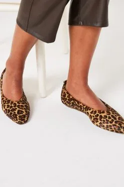 Next Leopard Signature Leather Ballerina Shoes