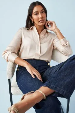 Next Champagne Gold Satin Shirt -Women's Shirts & Blouses Sales T88637s3