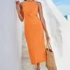 Next Sleeveless Twist Front Cut-Out Cotton Midi Summer Dress