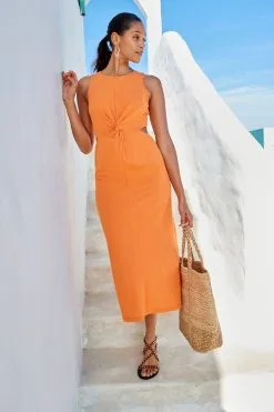 Next Sleeveless Twist Front Cut-Out Cotton Midi Summer Dress 12 Next Sleeveless Twist Front Cut-Out Cotton Midi Summer Dress -Women's Shirts & Blouses Sales T89 496s5