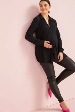 Next Black Maternity Plissé Top -Women's Shirts & Blouses Sales U15136s2