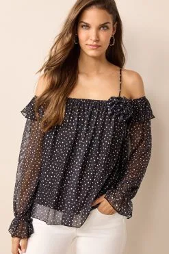 Next Off Shoulder Long Sleeve Corsage Top