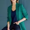Next Teal Blue Linen Single Breasted Blazer 2 Next Teal Blue Linen Single Breasted Blazer -Women's Shirts & Blouses Sales U35 309s