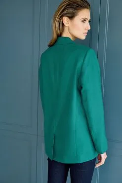 Next Teal Blue Linen Single Breasted Blazer -Women's Shirts & Blouses Sales U35 309s3