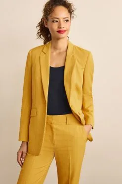 Next Yellow Textured Single Breasted Blazer Jacket