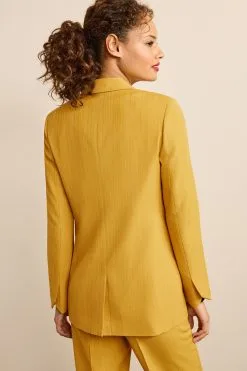 Next Yellow Textured Single Breasted Blazer Jacket -Women's Shirts & Blouses Sales U35 311s3