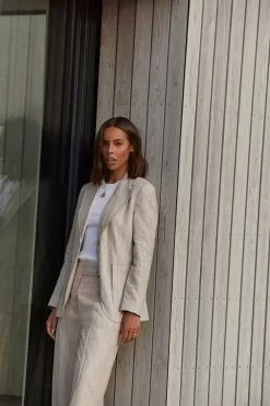 Next Rochelle Natural Linen Blend Stripe Blazer
