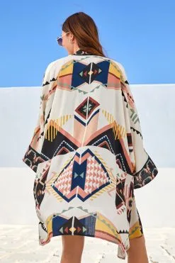 Next Monochrome Aztec Print Longline Kimono -Women's Shirts & Blouses Sales U37 255s3