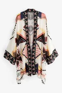 Next Monochrome Aztec Print Longline Kimono -Women's Shirts & Blouses Sales U37 255s4