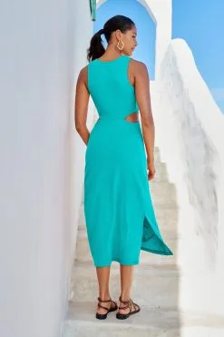 Next Sleeveless Twist Front Cut-Out Cotton Midi Summer Dress -Women's Shirts & Blouses Sales U44 029s3