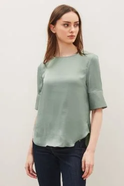 Next Curved Hem Satin Formal T-Shirt Top