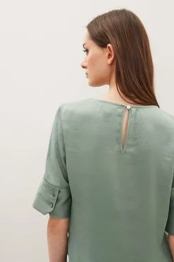 Next Curved Hem Satin Formal T-Shirt Top -Women's Shirts & Blouses Sales U55489s3