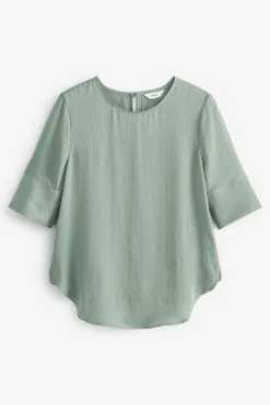 Next Curved Hem Satin Formal T-Shirt Top -Women's Shirts & Blouses Sales U55489s4