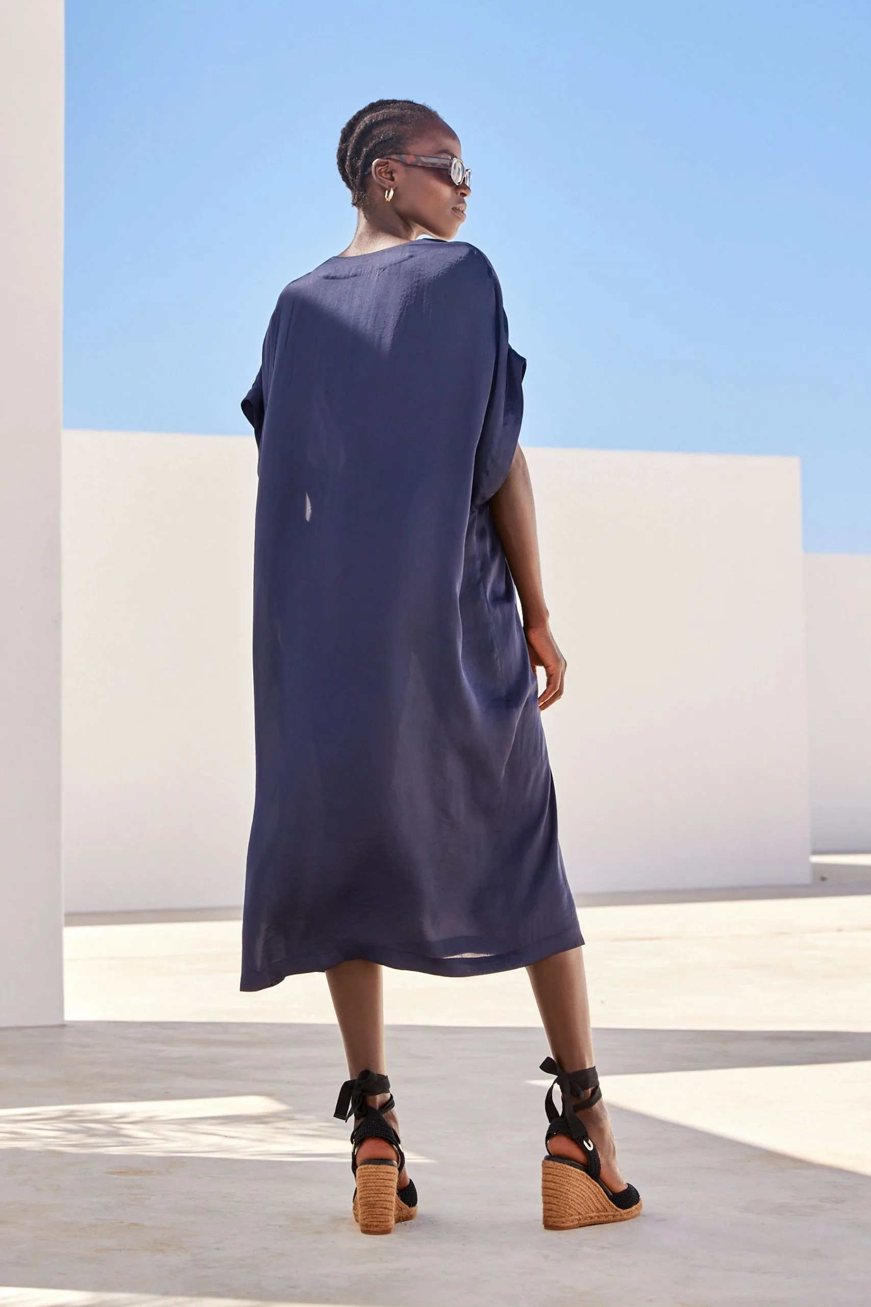 Next Satin Kaftan Coverup Beach Summer Dress 4 Next Satin Kaftan Coverup Beach Summer Dress - Image 2