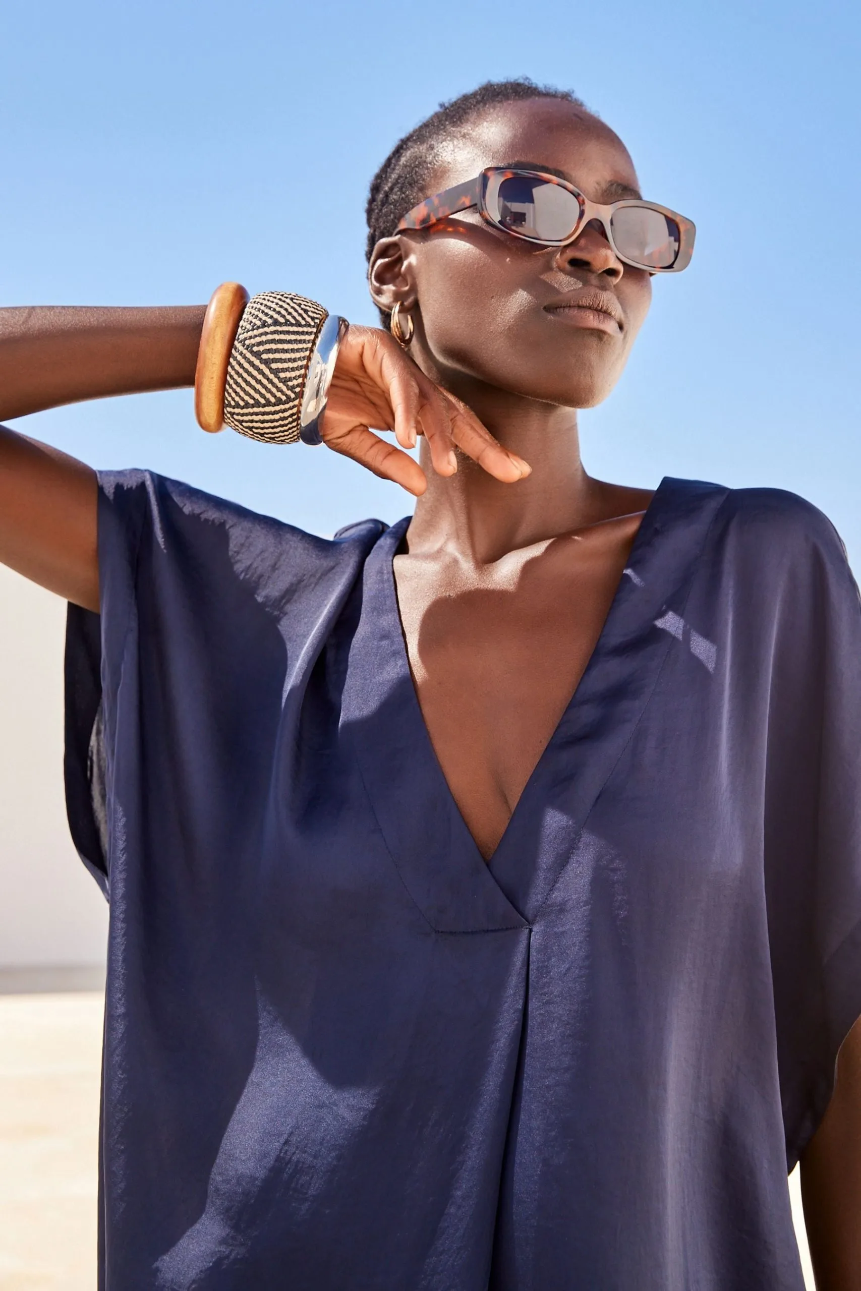 Next Satin Kaftan Coverup Beach Summer Dress 5 Next Satin Kaftan Coverup Beach Summer Dress - Image 3