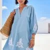 Next Blue Embroidered 100% Cotton Cover Up -Women's Shirts & Blouses Sales U76 656s