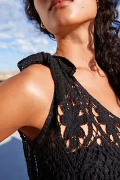 Next Black Crochet One Shoulder Maxi Dress -Women's Shirts & Blouses Sales U76660s4
