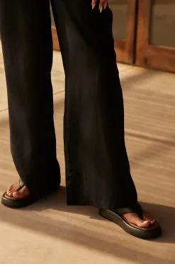 Next Black Wide Leg Bandeau Jumpsuit With Linen -Women's Shirts & Blouses Sales U77 272s5