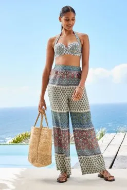 Next Elasticated Waist Full Length Wide Leg Trousers