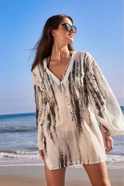 Next Long Sleeve Beach Kaftan Dress