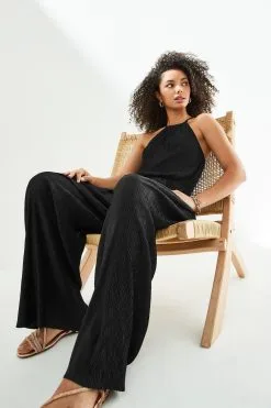 Next Halterneck Plissé Jumpsuit