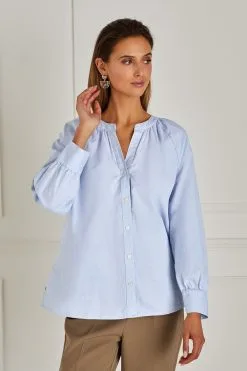 Next Pale Blue Chambray Denim Blouse