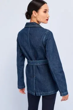 Next Rinse Blue Longline Belted Utility Jacket -Women's Shirts & Blouses Sales U82 136s3