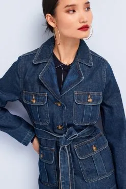 Next Rinse Blue Longline Belted Utility Jacket -Women's Shirts & Blouses Sales U82 136s4