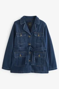 Next Rinse Blue Longline Belted Utility Jacket -Women's Shirts & Blouses Sales U82 136s5