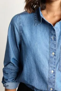 Next Mid Blue Lightweight Relaxed Denim Shirt -Women's Shirts & Blouses Sales U82135s4
