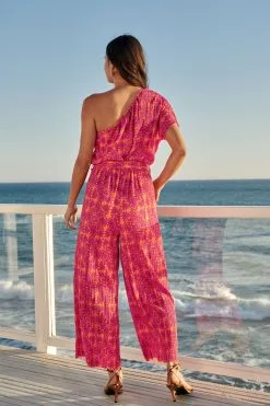 Next Pink/Orange One Shoulder Plisse Jumpsuit -Women's Shirts & Blouses Sales U85 379s3