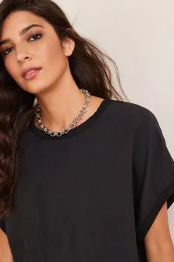 Next Short Sleeve Cupro Woven Mix Boxy T-Shirt -Women's Shirts & Blouses Sales U88 865s4