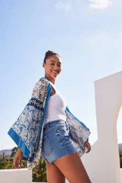 Next Navy Blue Tile Print Kimono