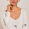 Next Button Cuff Sweetheart Neck Knit Top -Women's Shirts & Blouses Sales U89 555s