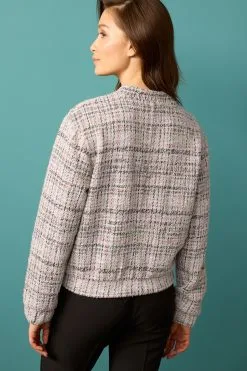 Next Ecru White/Pink Tweed Jacket -Women's Shirts & Blouses Sales U90 532s3