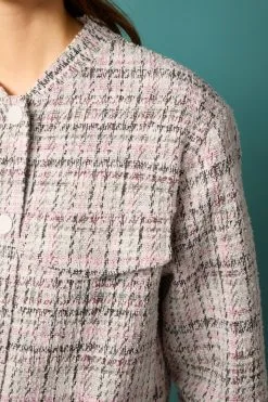 Next Ecru White/Pink Tweed Jacket -Women's Shirts & Blouses Sales U90 532s4
