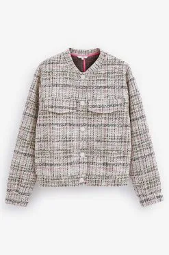 Next Ecru White/Pink Tweed Jacket -Women's Shirts & Blouses Sales U90 532s5