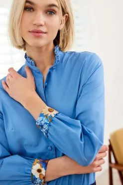 Next Long Sleeve Ruffle Neck Signature Cotton Shirt -Women's Shirts & Blouses Sales U94 416s4