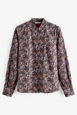 Next Long Sleeve Ruffle Neck Signature Cotton Shirt -Women's Shirts & Blouses Sales U94 418s5