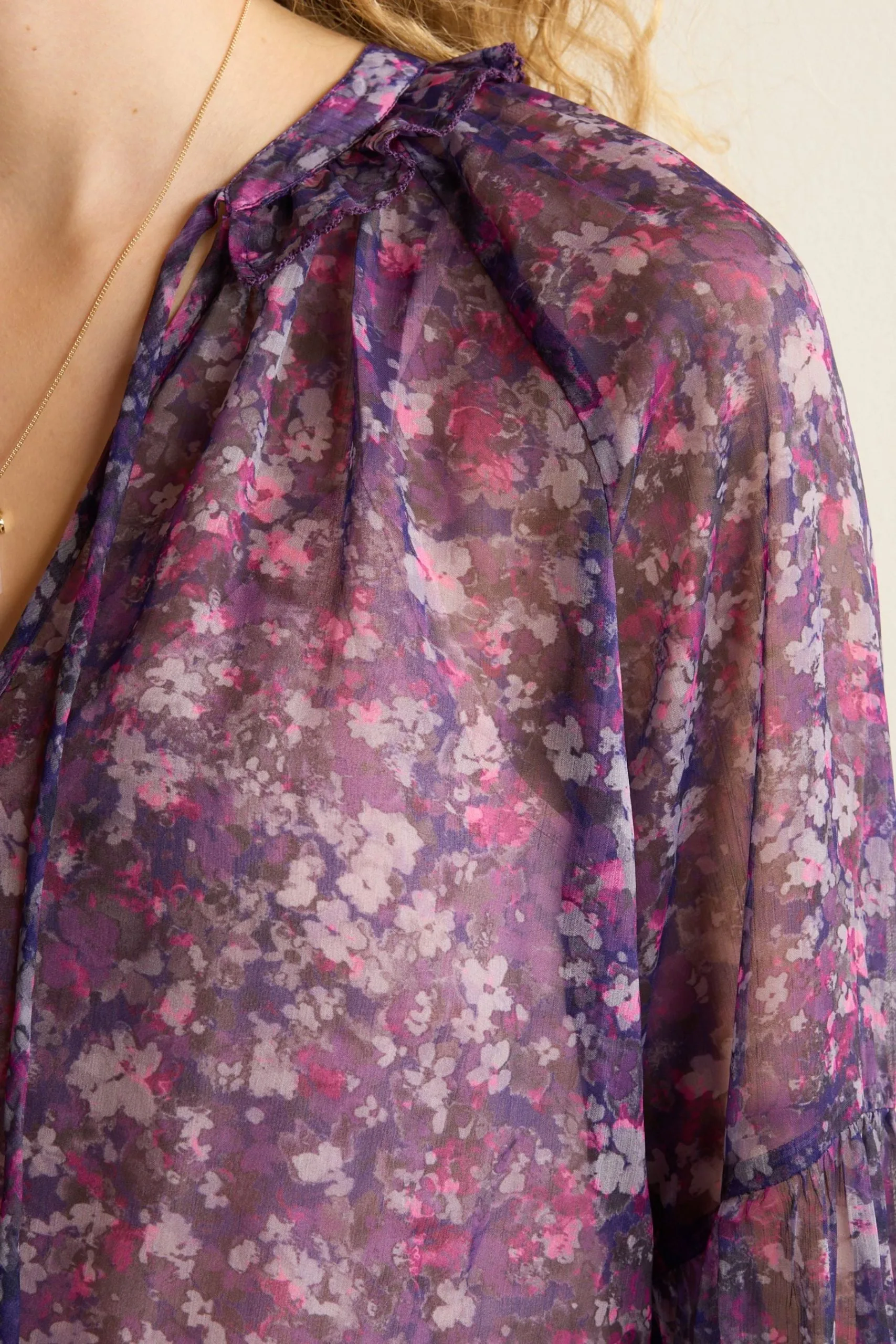 Next Long Sleeve V-Neck Sheer Blouse With Lace Trim Detail 5 Next Long Sleeve V-Neck Sheer Blouse With Lace Trim Detail - Image 3