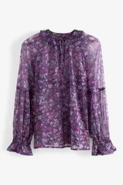 Next Long Sleeve V-Neck Sheer Blouse With Lace Trim Detail 11 Next Long Sleeve V-Neck Sheer Blouse With Lace Trim Detail -Women's Shirts & Blouses Sales U94 423s5