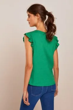 Next Linen Blend Ruffle Sleeve Top -Women's Shirts & Blouses Sales U96 324s3