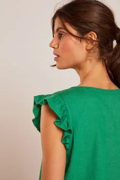 Next Linen Blend Ruffle Sleeve Top -Women's Shirts & Blouses Sales U96 324s4