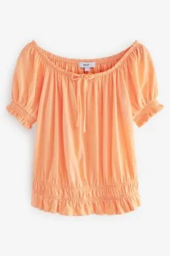 Next Bardot Short Puff Sleeve Top -Women's Shirts & Blouses Sales U98 019s5