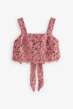 Next Sleeveless Co Ord Lace Detail Tie Back Top -Women's Shirts & Blouses Sales U99 290s5